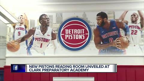 New Pistons reading room unveiled at Clark Preparatory Academy