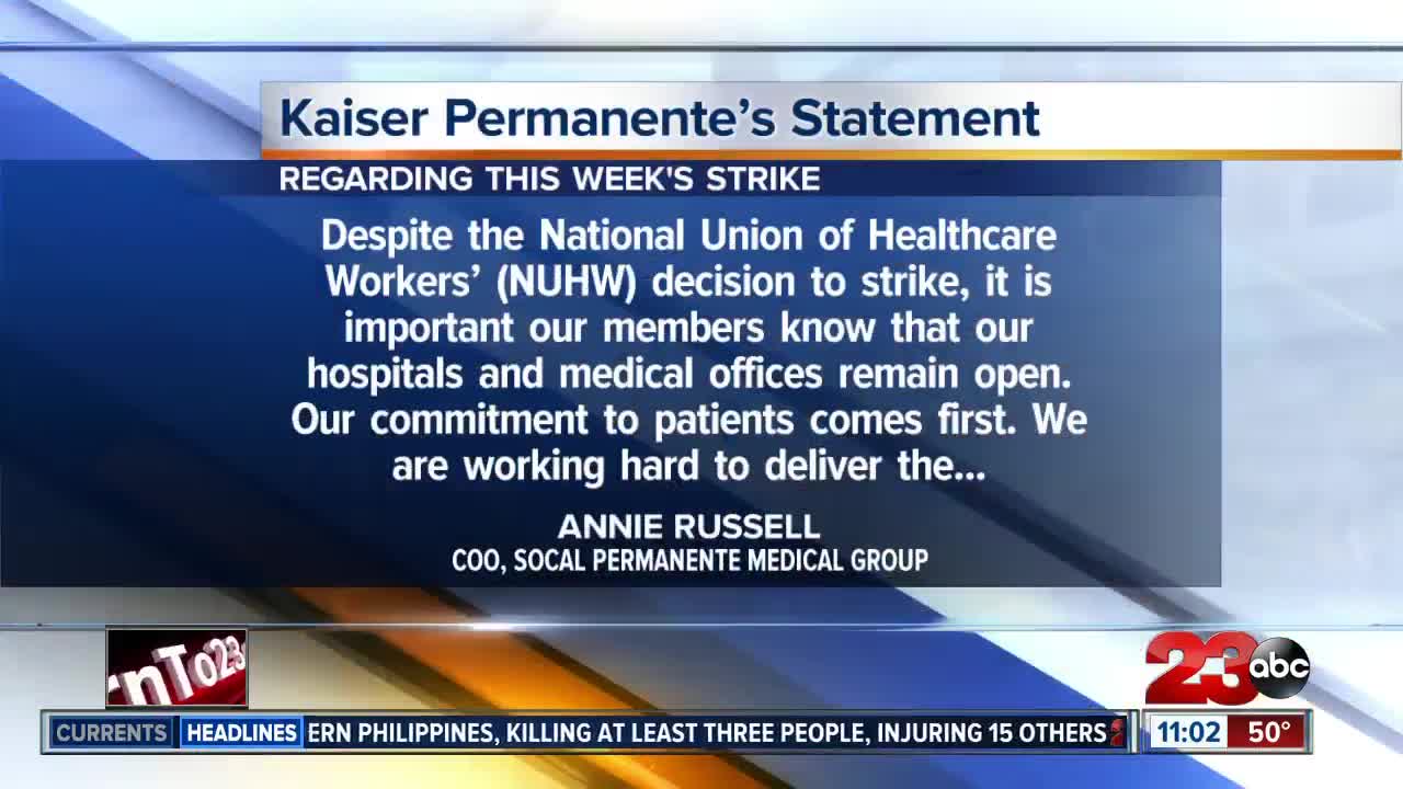 Kaiser Medical Center workers in Bakersfield take part in statewide strike