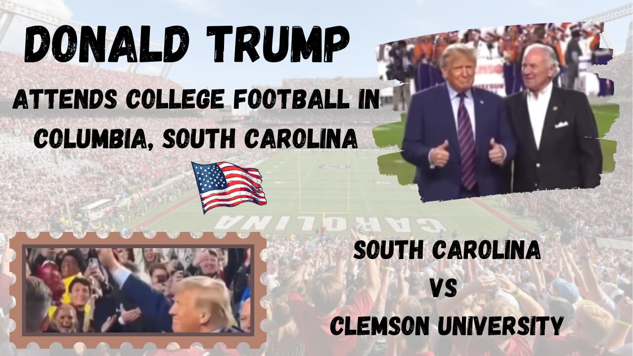 Donald Trump attends the 2023 Palmetto Bowl football game in South Carolina