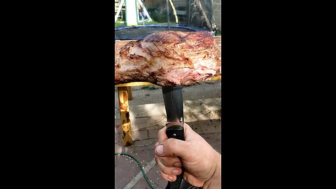 Beef on a knife