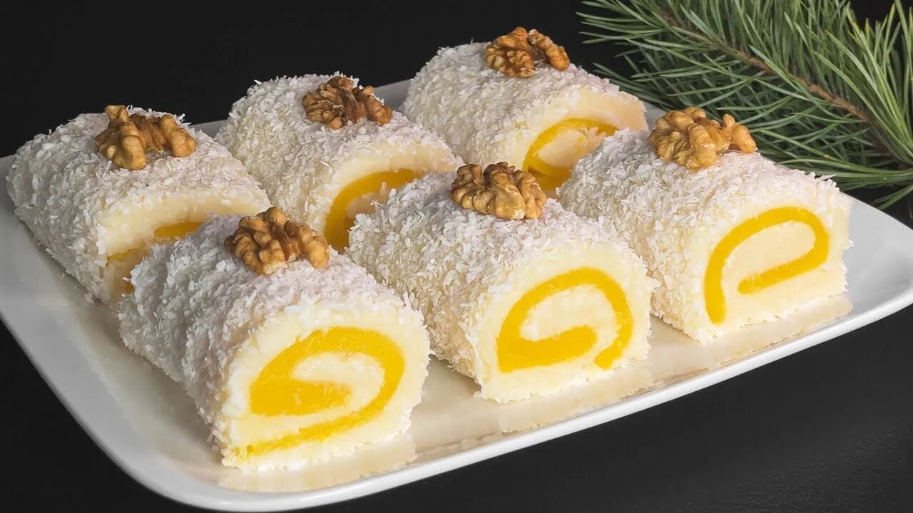 New Year's dessert with coconut and orange in 5 minutes.