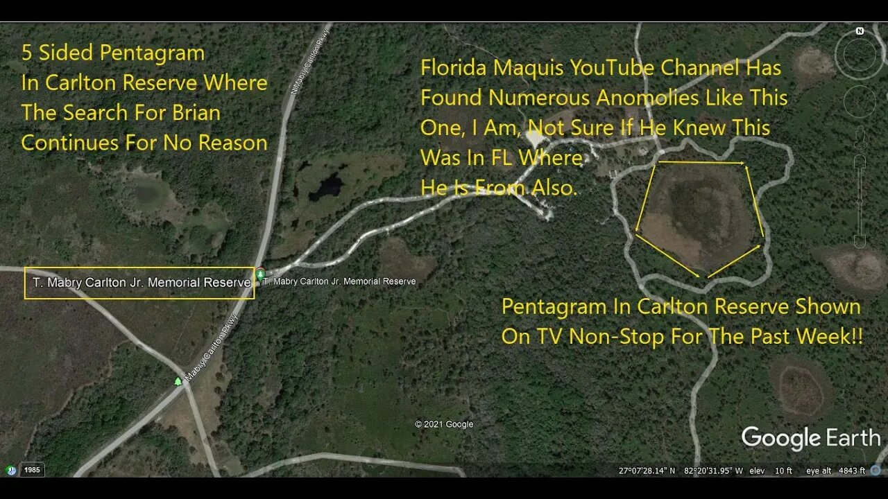 5 Sided Pentagon/Pentagram In Carlton Reserve Search Location For Brian Laundrie - Florida Maquis