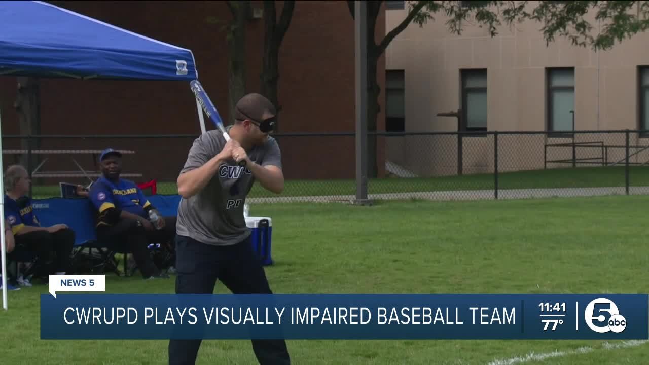 CWRU Police Department plays visually impaired baseball team