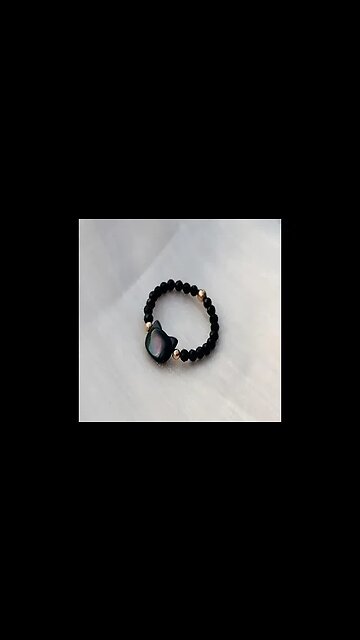 BUDDHA STONES NATURAL TRIDACNA STONE LOVELY CAT 14K GOLD BLESSING RING