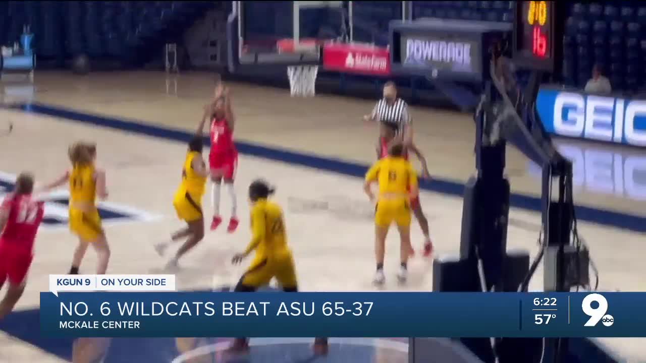 No. 6 Arizona Women's Basketball beats ASU 65-37