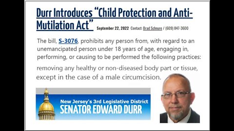 Bill S-3076 - The Refusal to Protect Infant Boys