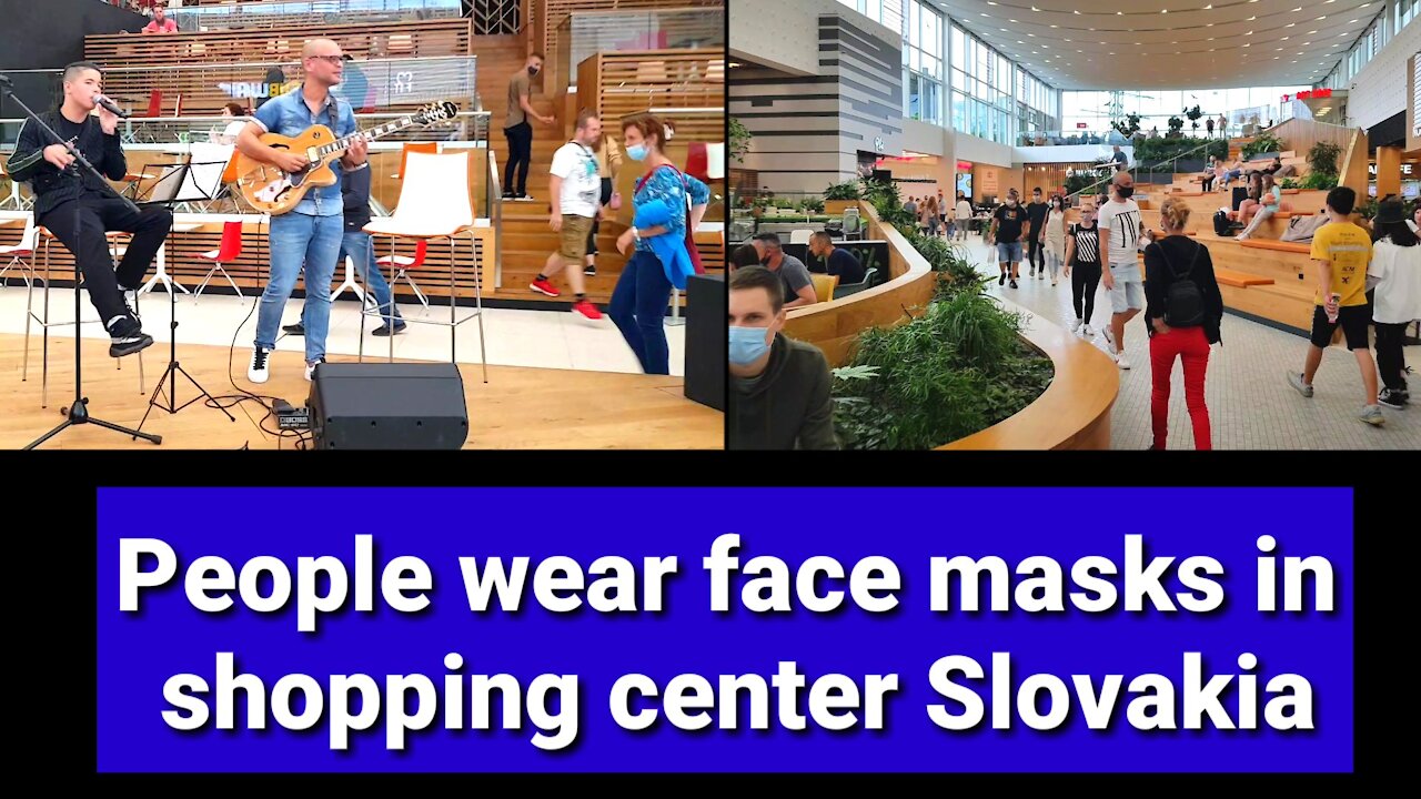 People wear face masks in shopping center AVION Slovakia