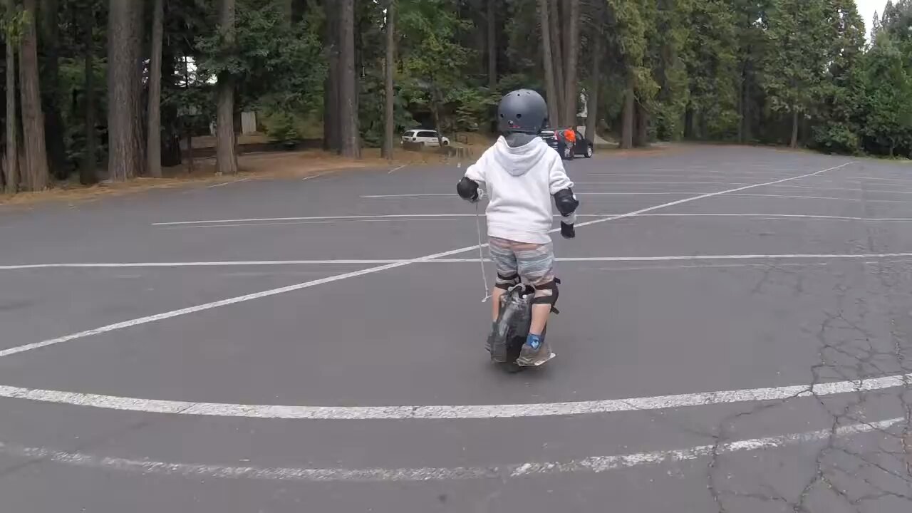 Casey learns to ride electric unicycle