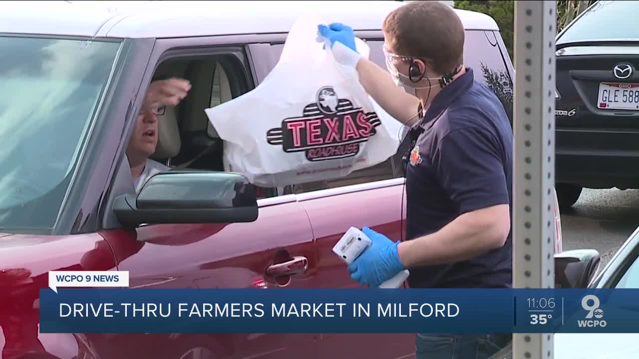 Local steakhouse offering fresh produce at drive-thru farmers market