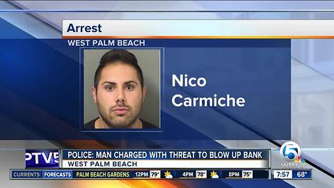 Man charged with threatening to blow up Wells Fargo bank in Palm Beach County