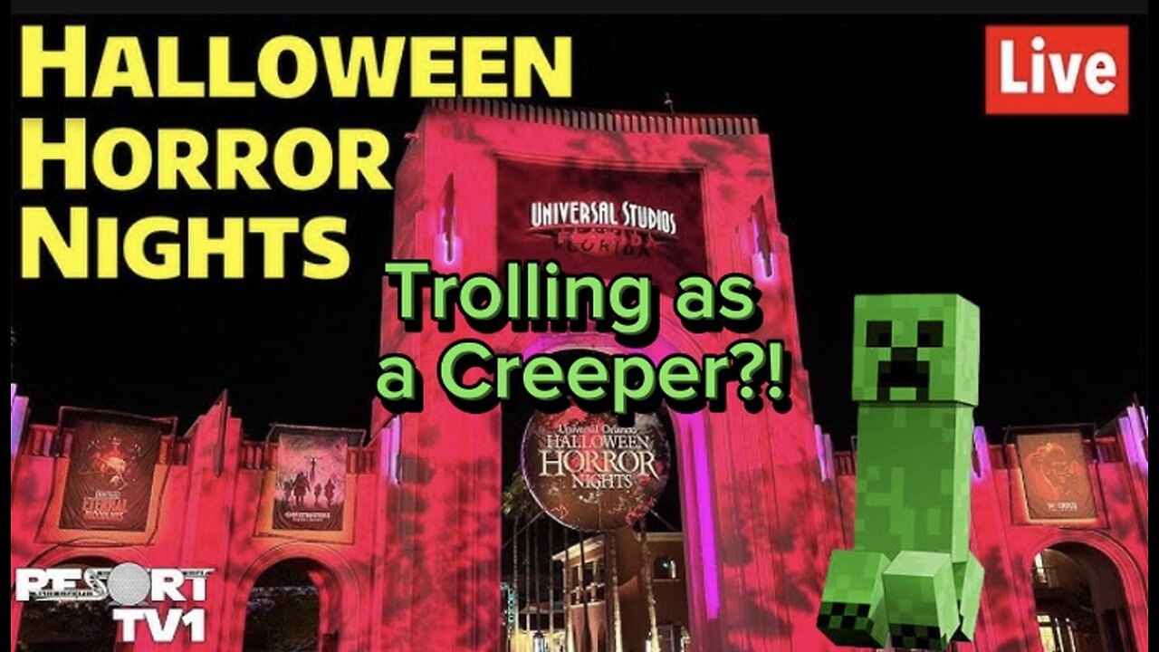 Trolling LIVE on Halloween Horror Nights as a Minecraft Creeper?! #rumbletakeover