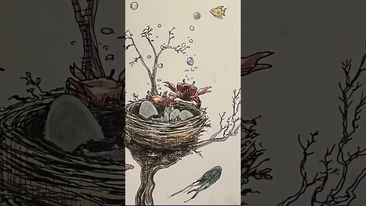 Drawing a Crabby Nest for Inktober Day 10 #shorts #drawing