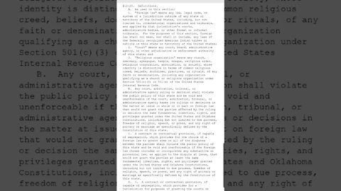 State of Oklahoma Statute 12 Civil Procedure. 12-20 Definitions show Foreign Law and Foreign courts