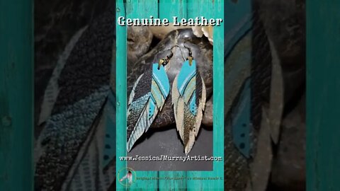 BRONZE HORIZON, 3 inch, leather feather earrings pair