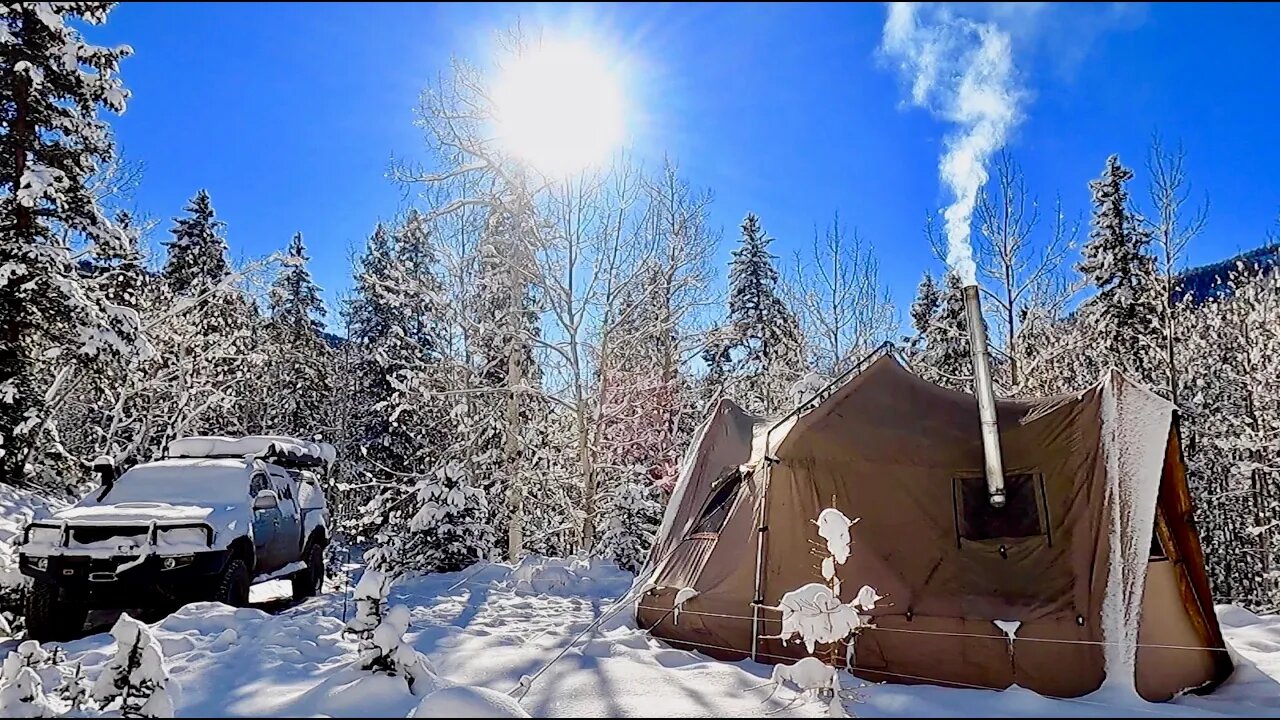 Colorado Hot Tent Cast Iron Bacon Egg Cheeseburgers, Frigid Temps, and Cinnamon Rolls #SURVIVALFOOD