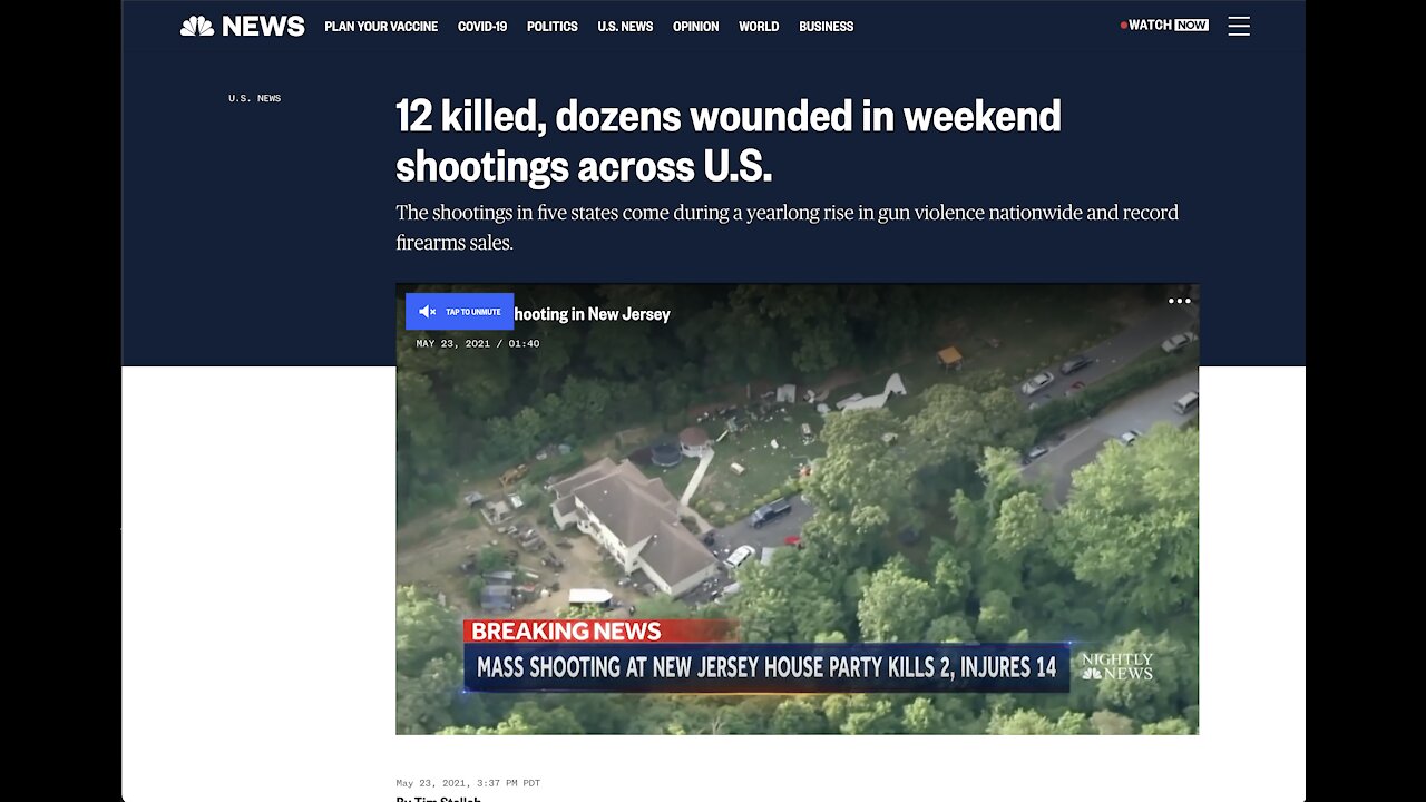 NBC NEWS ARTICLE: 12 KILLED, DOZENS WOUNDED IN WEEKEND SHOOTING ACROSS US