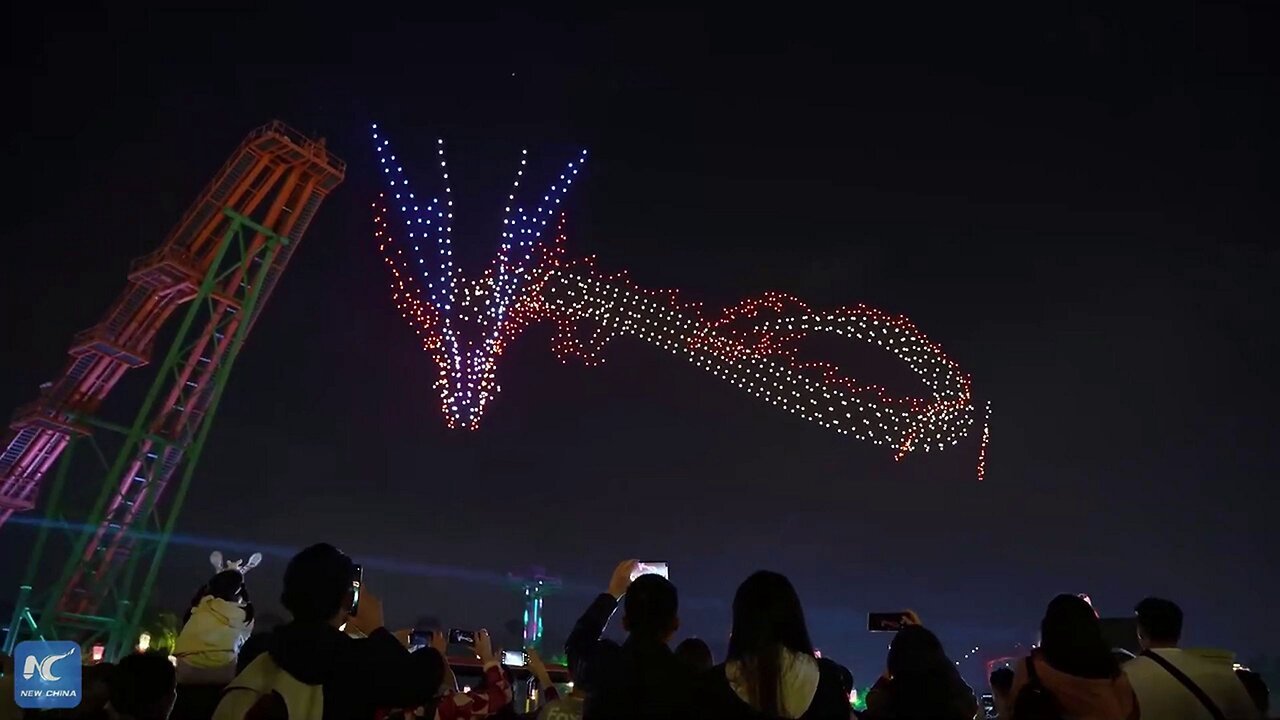 Dragon Drone Show in Nanning, China during the Chinese New Year Celebrations