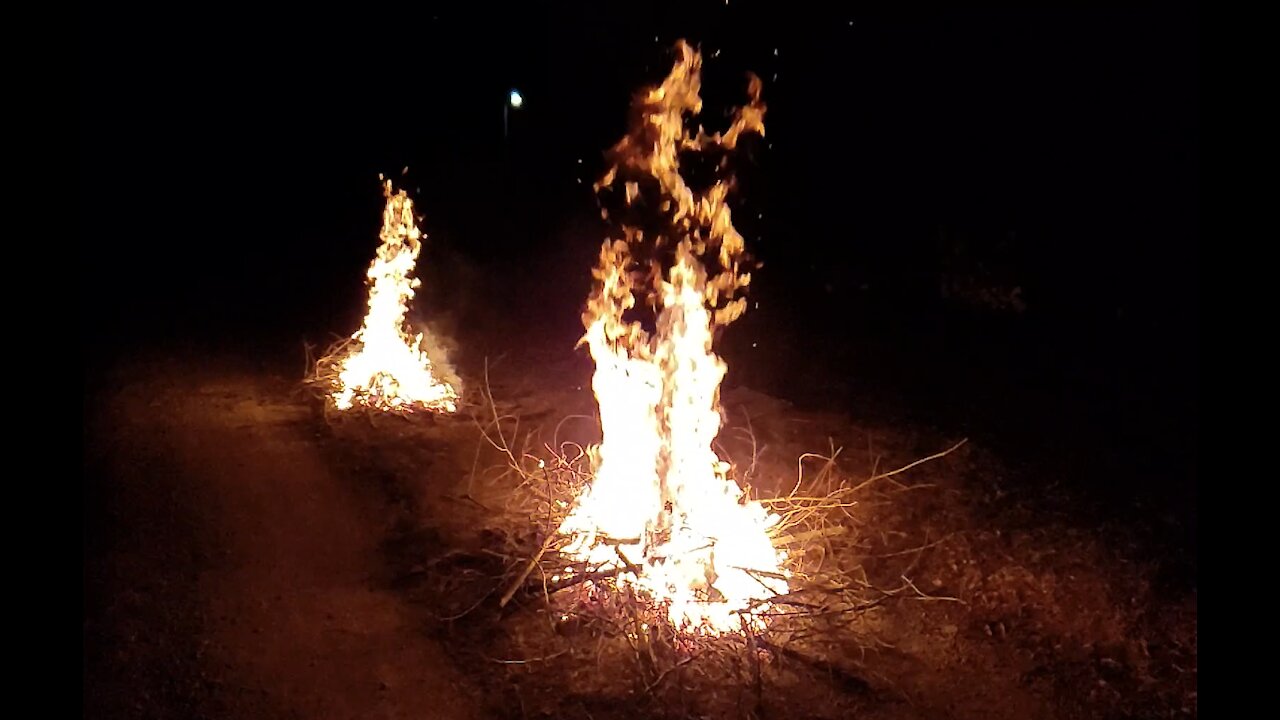 Fire at Night on the Farm