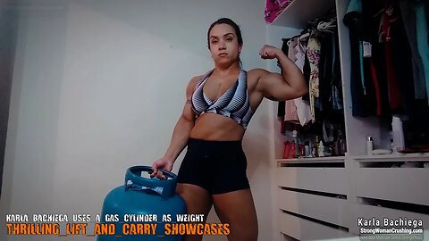 Karla Bachiega Demonstrates Strength with Gas Cylinder | www.strongwomancrushing.com