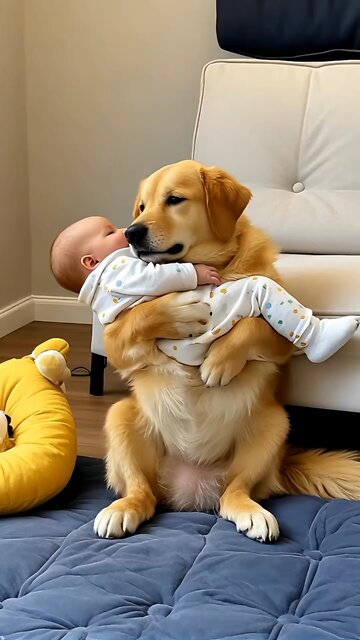 Dog exhibiting responsible Little boy care 😍 #dog