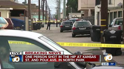 One person shot in the hip in North Park
