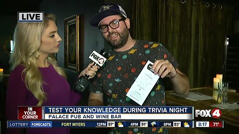 Test your trivia knowledge at Palace Pub and Wine Bar 8 AM