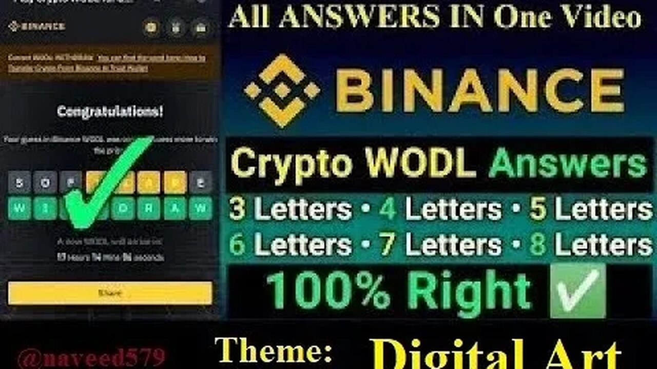 Today Binance Crypto WODL Answer | 11/9/23 Binance All Wodle Letter Answer | Theme Digital Art | 7