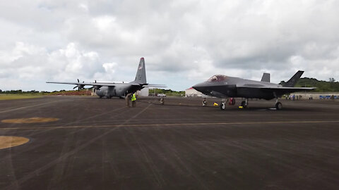 C-130J Super Hercules Providing Fuel for F-35A Lightning IIs during Cope North 21