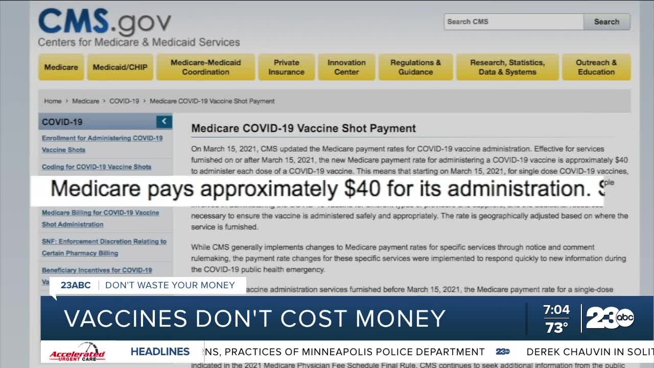 Being billed for the COVID vaccine? Vaccines don't cost anything.