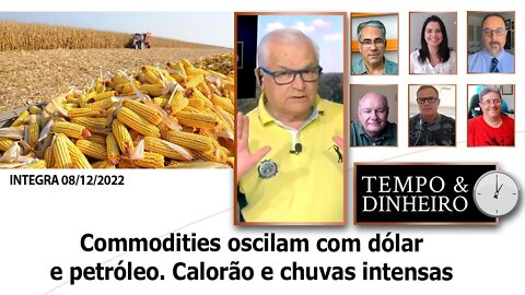 Commodities oscilam com dólar e petróleo. Calorão e chuvas intensas