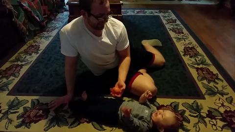 Adorable Baby Boy Laughs When His Dad Tosses An Orange