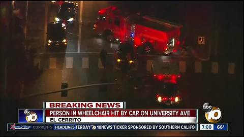 Person in wheelchair hit by car on University Avenue