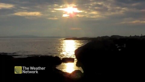 Pure relaxation; waves rolling in at sunset on Peggy's Cove