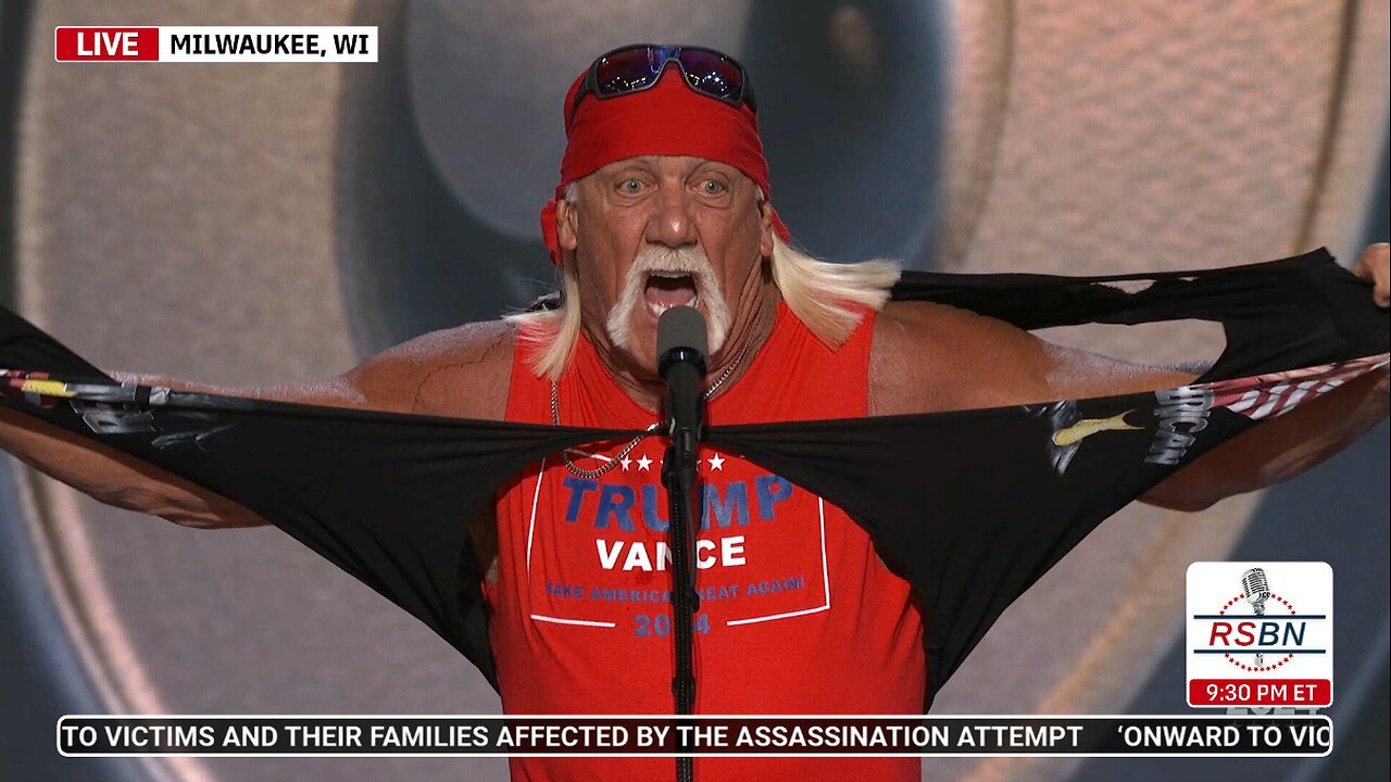 WATCH: Hulk Hogan at 2024 RNC in Milwaukee, WI - 7/18/2024