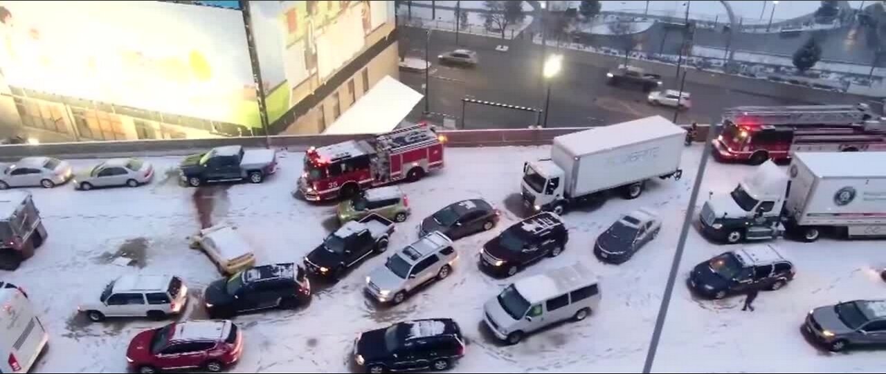 NATIONAL: 14 injured in 50-car pileup