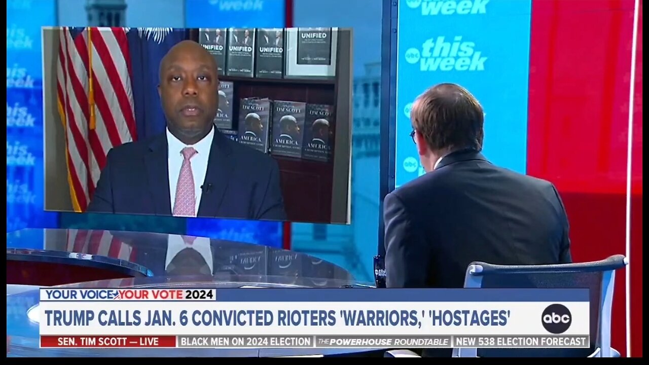 Sen Tim Scott Takes ABC Host To Task On J6 Hostages