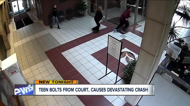 Teen bolts from court room, causes devastating crash