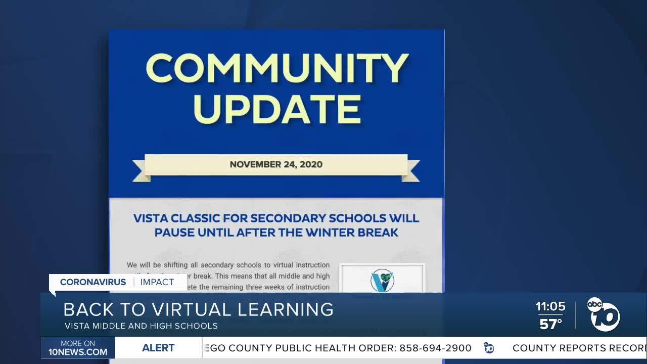 VUSD secondary schools return to virtual learning