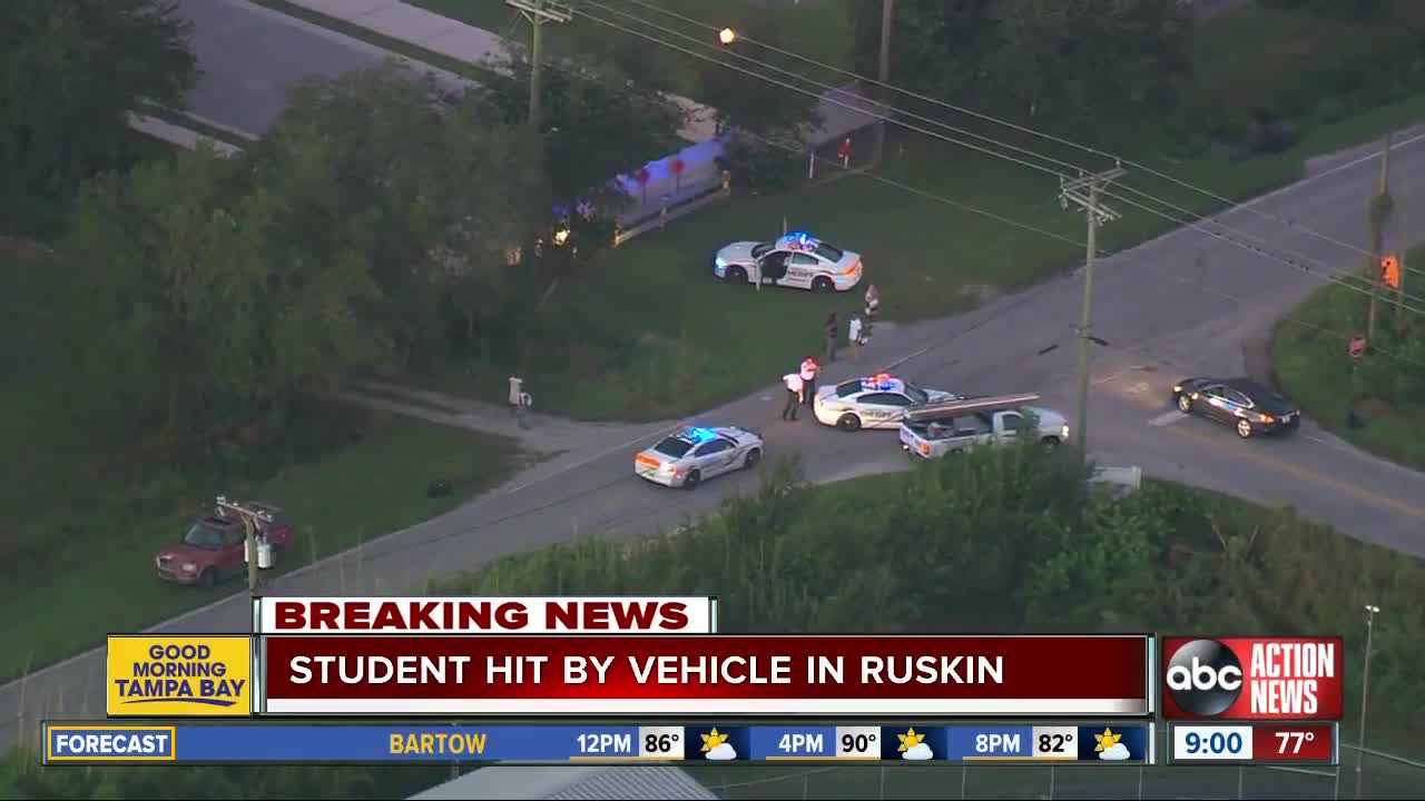 Student sent to hospital after being hit by vehicle in Ruskin