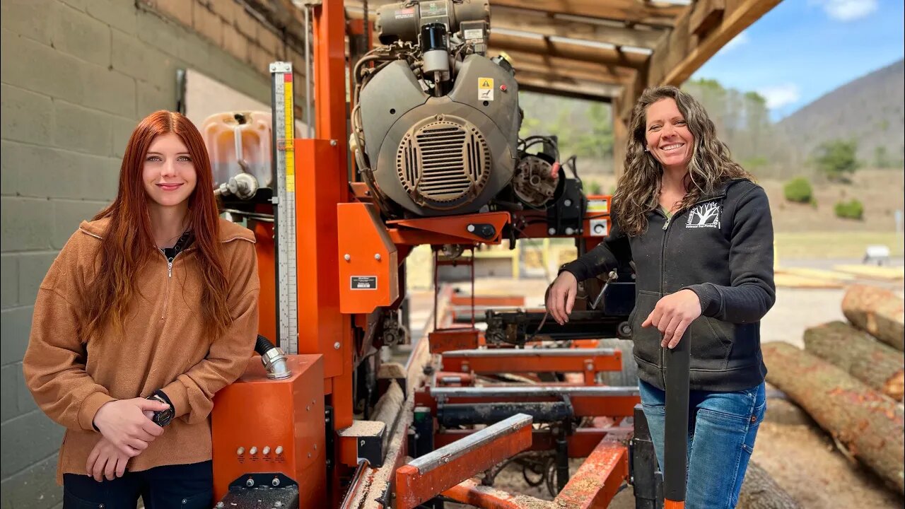 Training My Mom on the LT40 Woodmizer Sawmill