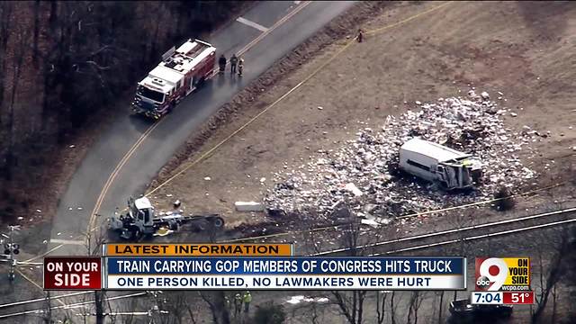 Train carrying GOP lawmakers hits truck