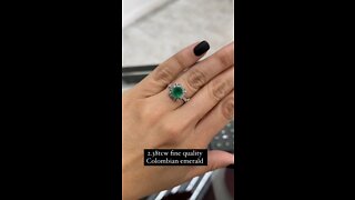 2.38tcw Colombian Emerald Asscher Cut & Baguette round Diamond halo Engagement platinum Ring