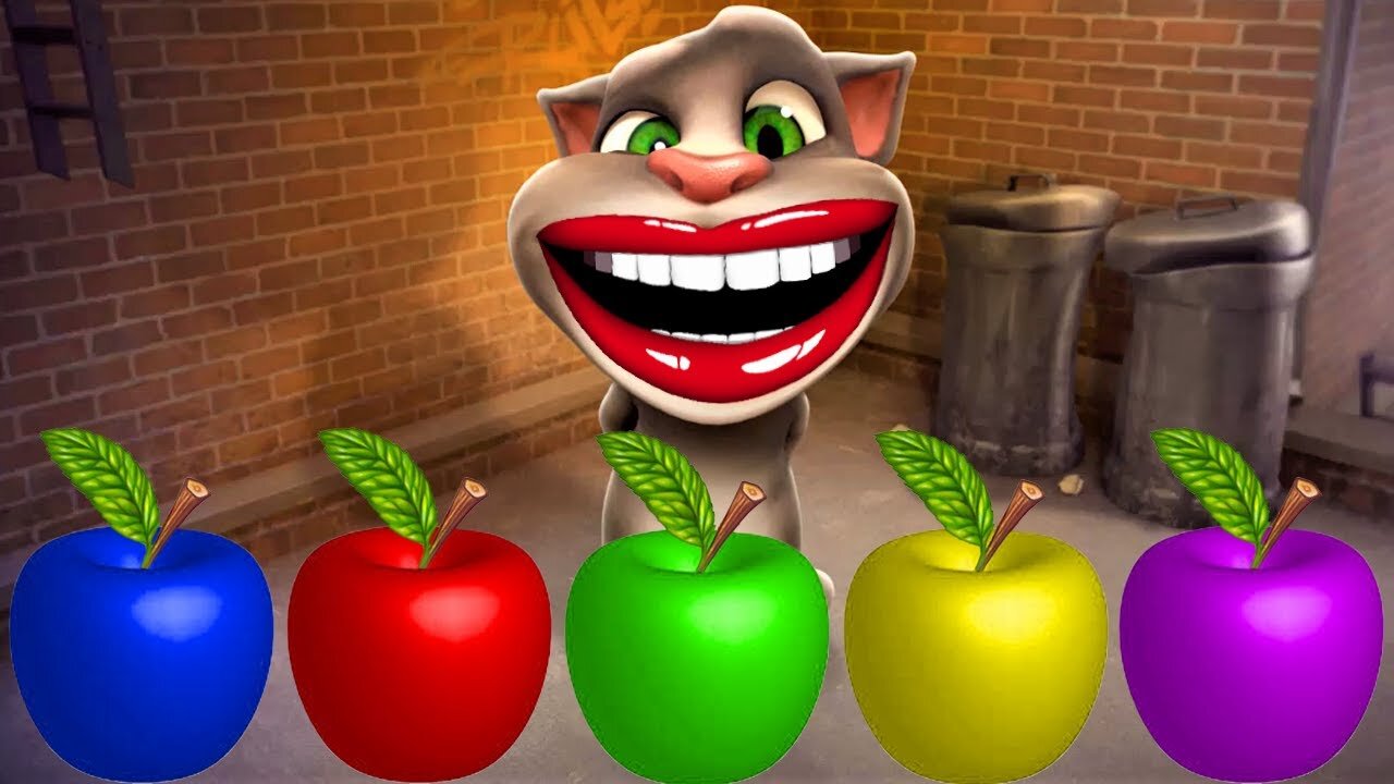 Talking tom love eating apples fruits