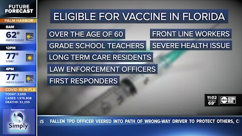 People over the age of 60 now eligible for vaccine in Florida