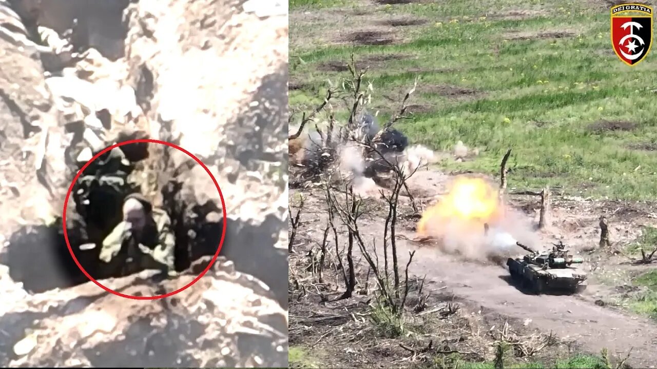 Ukrainian Tank Blasts Russian Soldiers For Trying To Shoot Down Ukrainian Drone