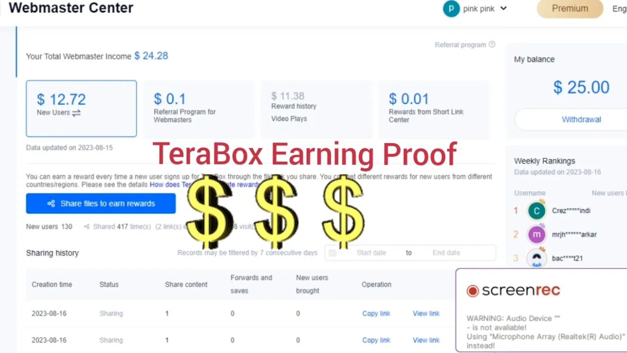 TeraBox Earning Proof Part 15 #TeraBox #earning #earningproof