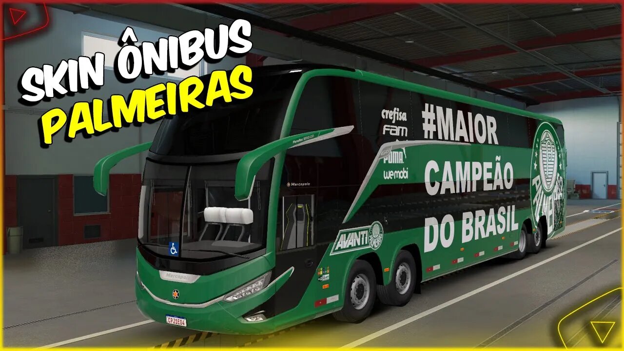 SKIN ONIBUS PALMEIRAS PARA G8 1800DD DA MODSHOP EURO TRUCK SIMULATOR 2