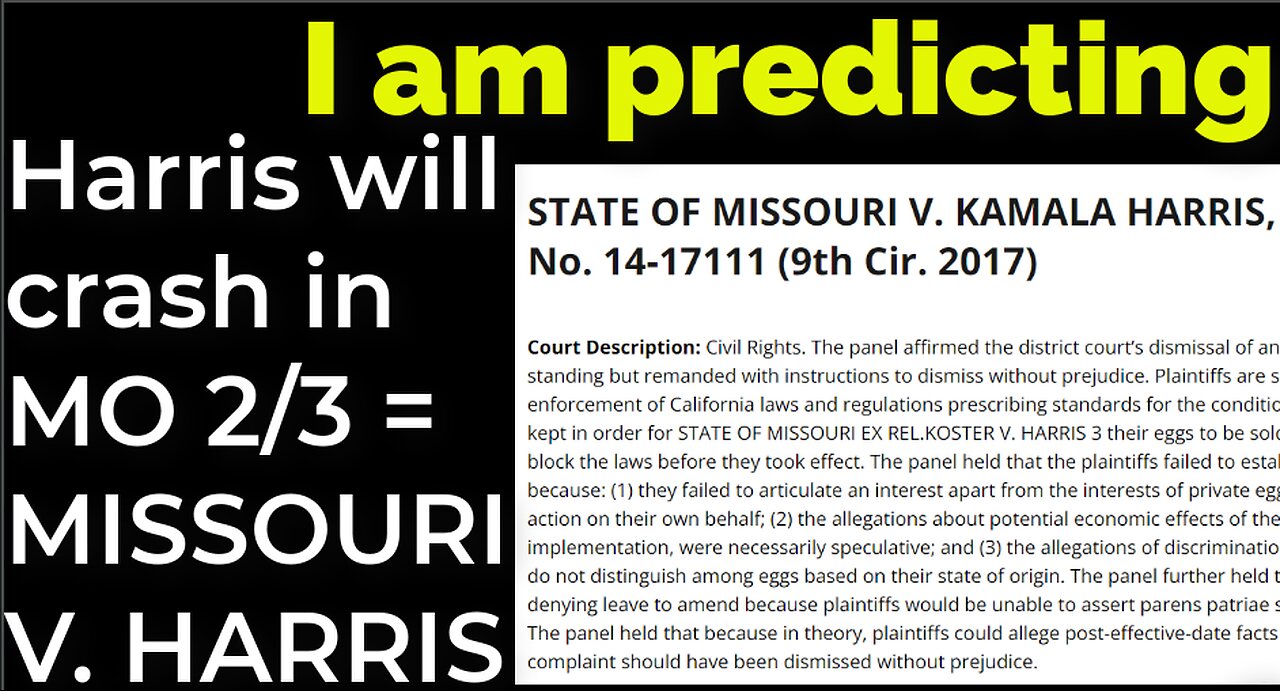 I am predicting: Harris will crash in Missouri Feb 3 = MISSOURI VS HARRIS prophecy