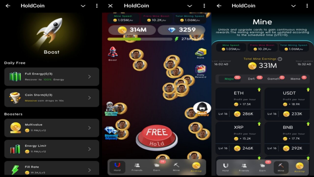 HoldCoin | Are You Still Mining ???? | Unlock And Upgrade Cards For Continuous Mining Rewards