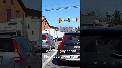 Bad driver stops at green light, motorcycle moments #bikelife